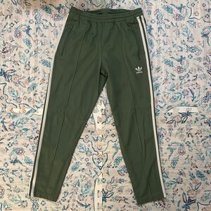 Adidas Olive Track Pants with White Accents
